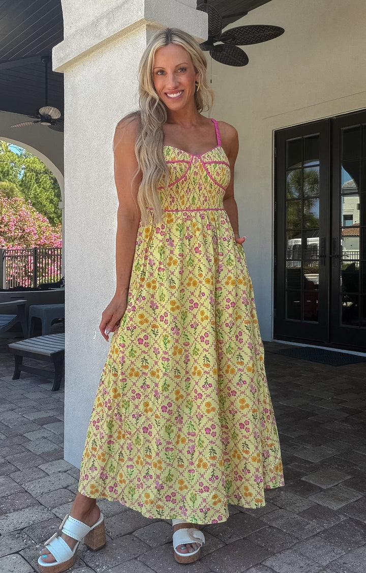 Summer Flower Garden Printed Maxi Dress