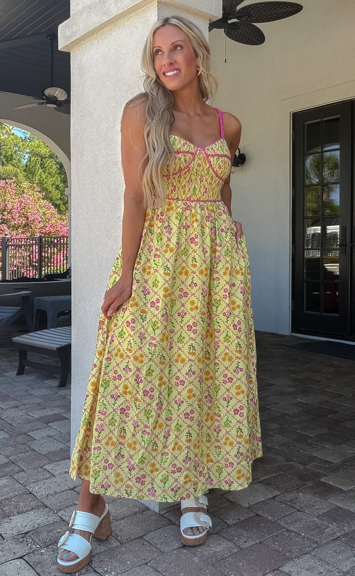 Summer Flower Garden Printed Maxi Dress