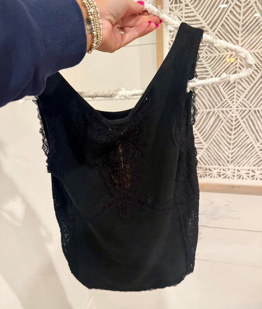 Sweet On You Lace Tank - Black