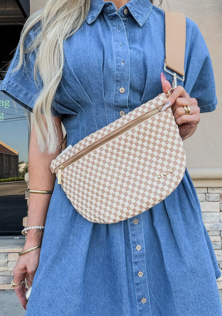Woven Check Bum Bag