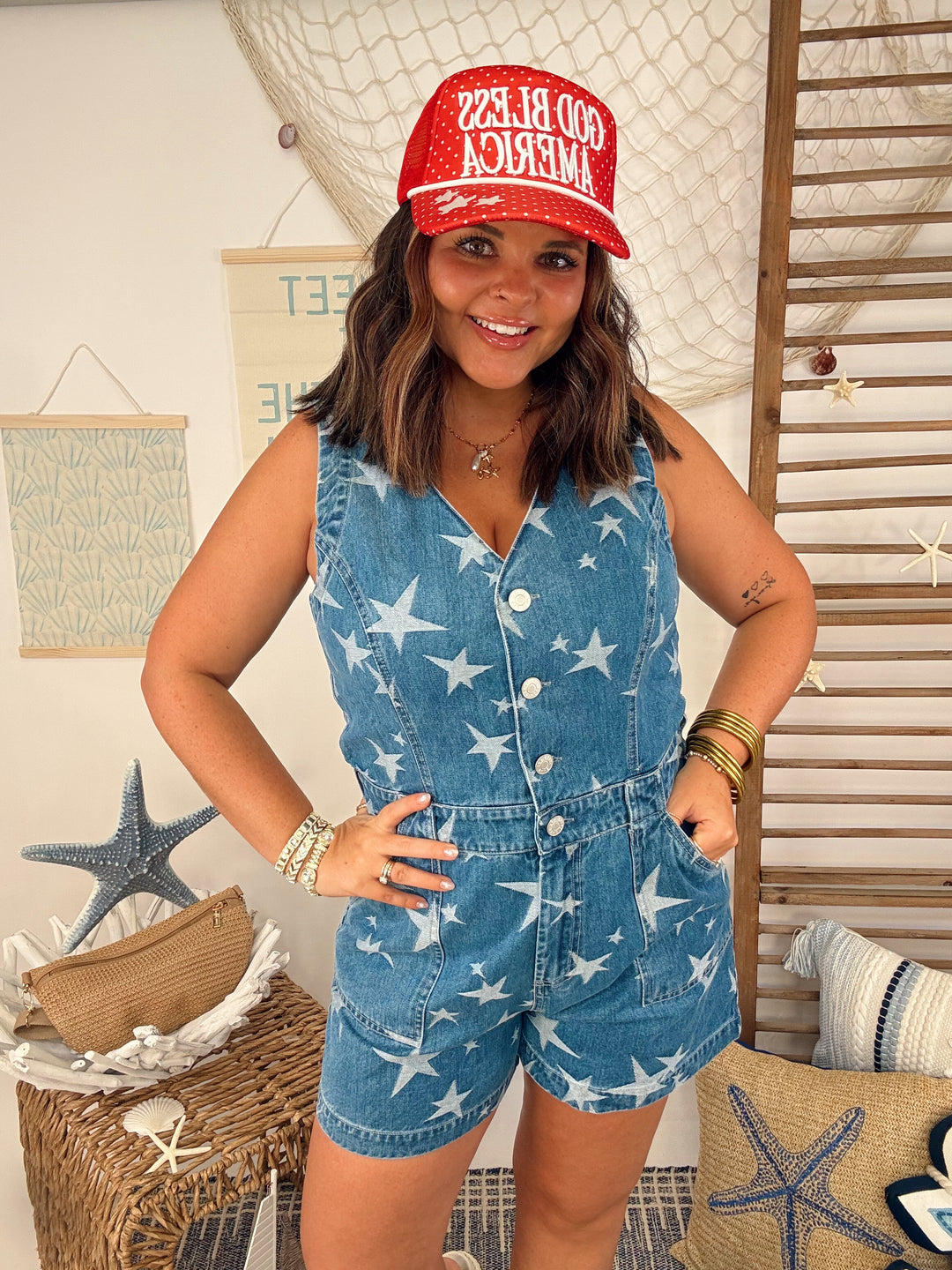 Firecracker Denim Romper
