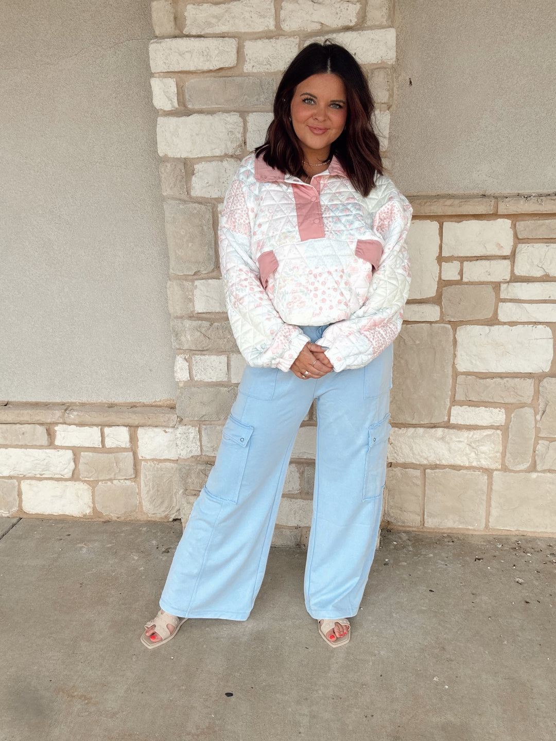 Blushing Garden Quilted Pullover