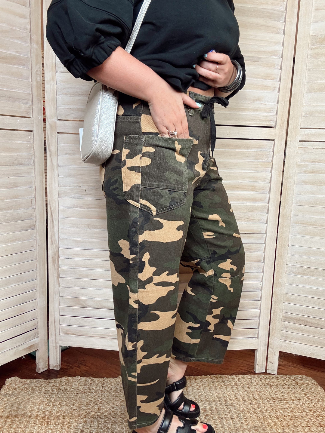 Pick Me Camo Wide Leg Barrel