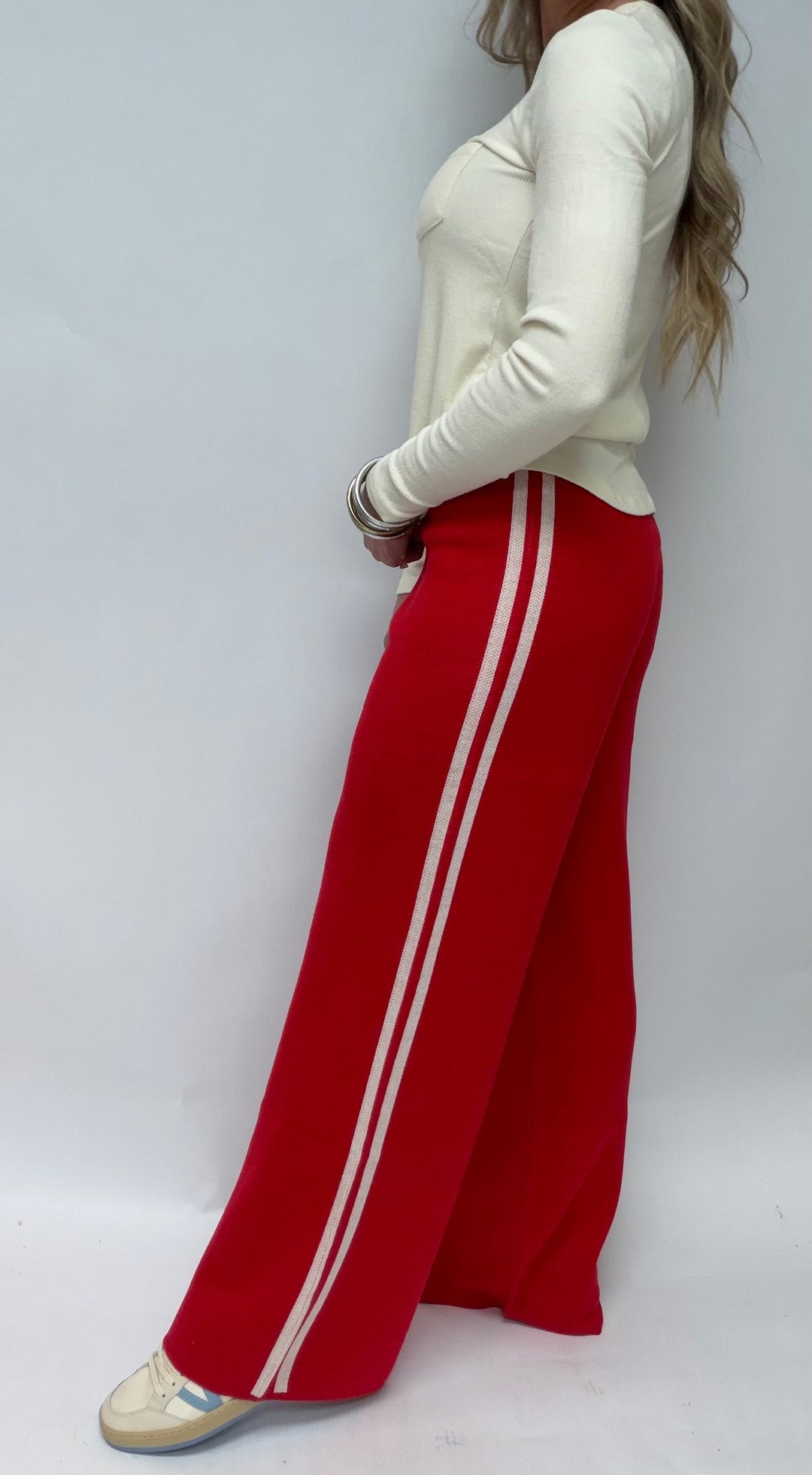 SBS Straight Leg Knit Pants  W/ Side Stripes