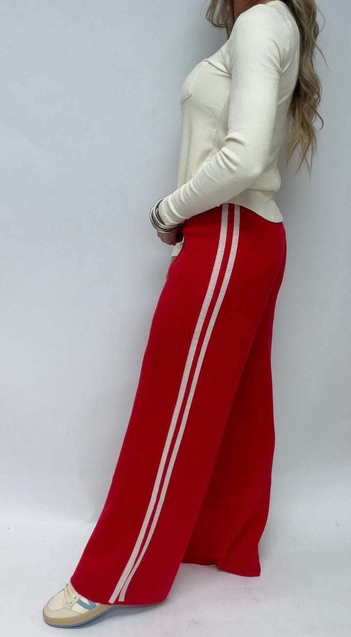 SBS Straight Leg Knit Pants  W/ Side Stripes