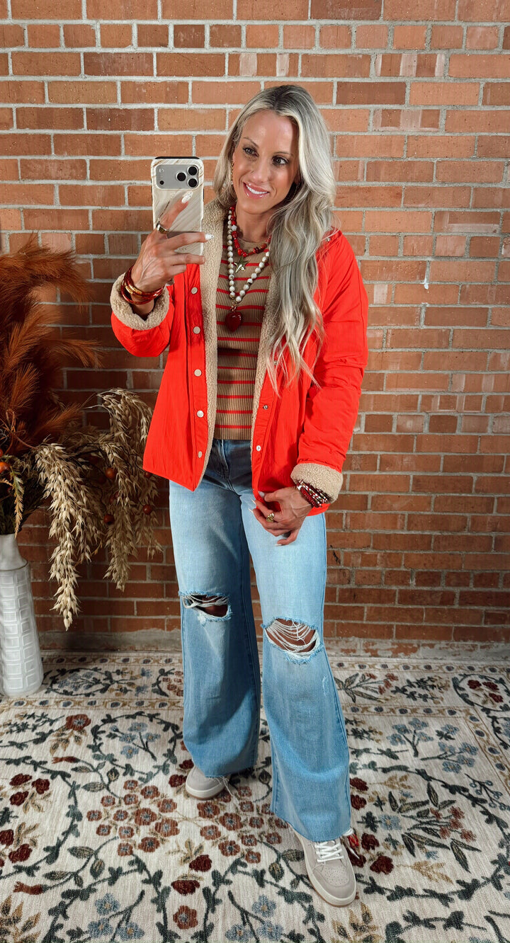 Crimson Cocoa Cozy Reversible Fleece Jacket