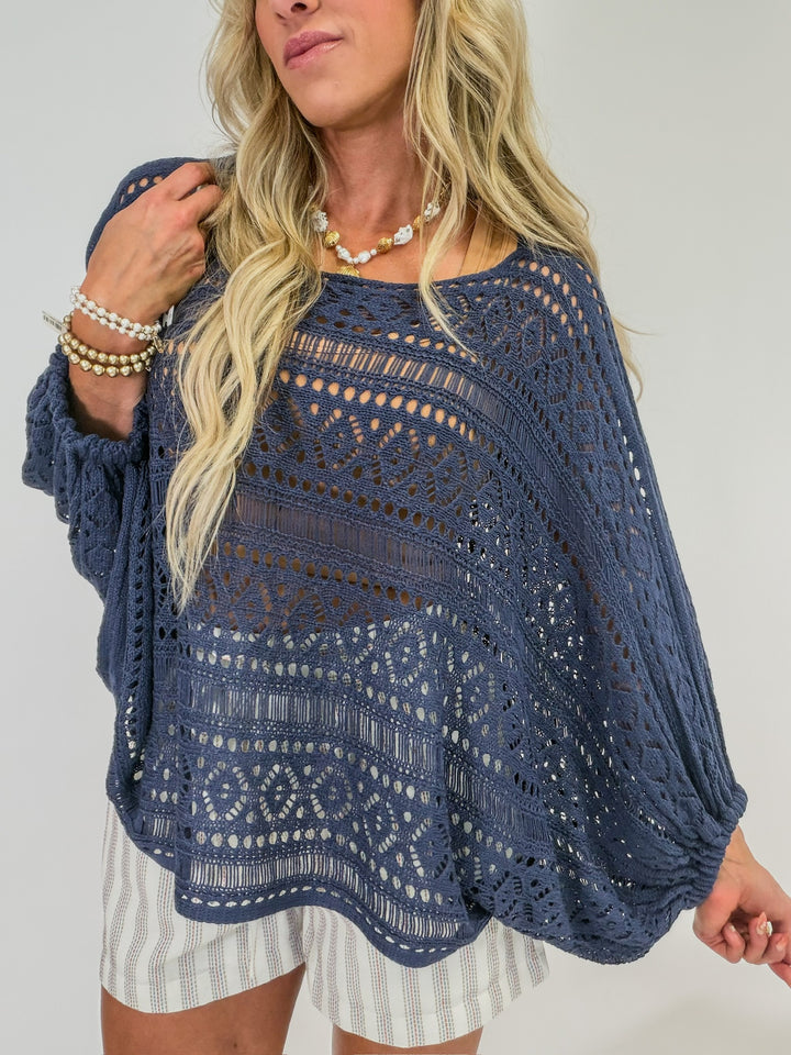Navy Tide Crochet Top