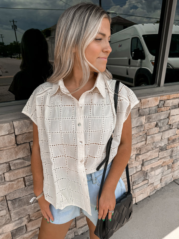 Meet Me in Seaside Eyelet Top