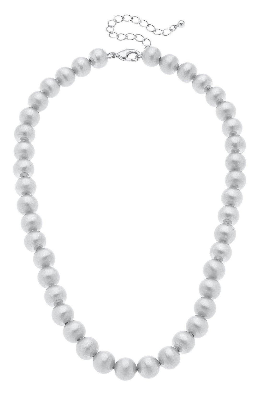 Jasper Ball Bead Necklace - Satin Silver