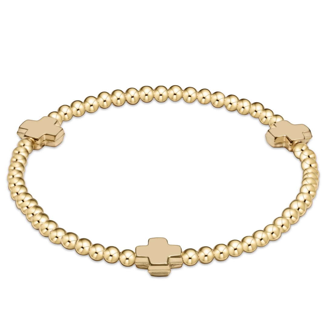 E Newton signature cross 3mm gold bracelet - gold