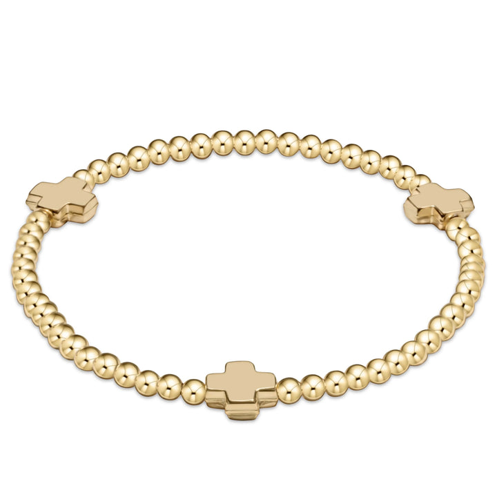 E Newton signature cross 3mm gold bracelet - gold