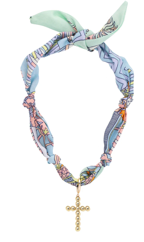 Louisa Beaded Cross Scarf Necklace