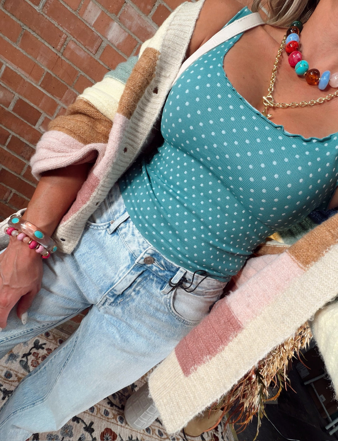 Sweet Spot Swiss Dot Tank - Dusty Teal