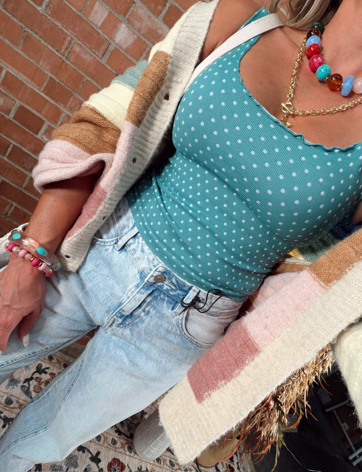 Sweet Spot Swiss Dot Tank - Dusty Teal