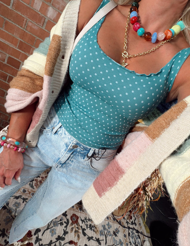 Sweet Spot Swiss Dot Tank - Dusty Teal