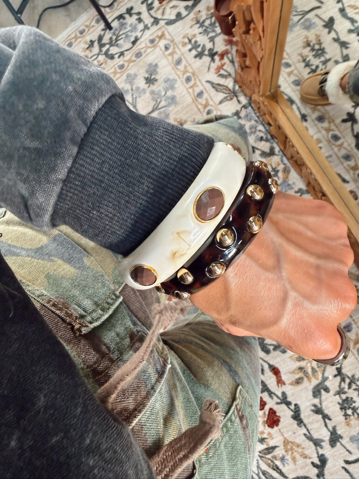 Sienna Stone Resin Bangle - Ivory
