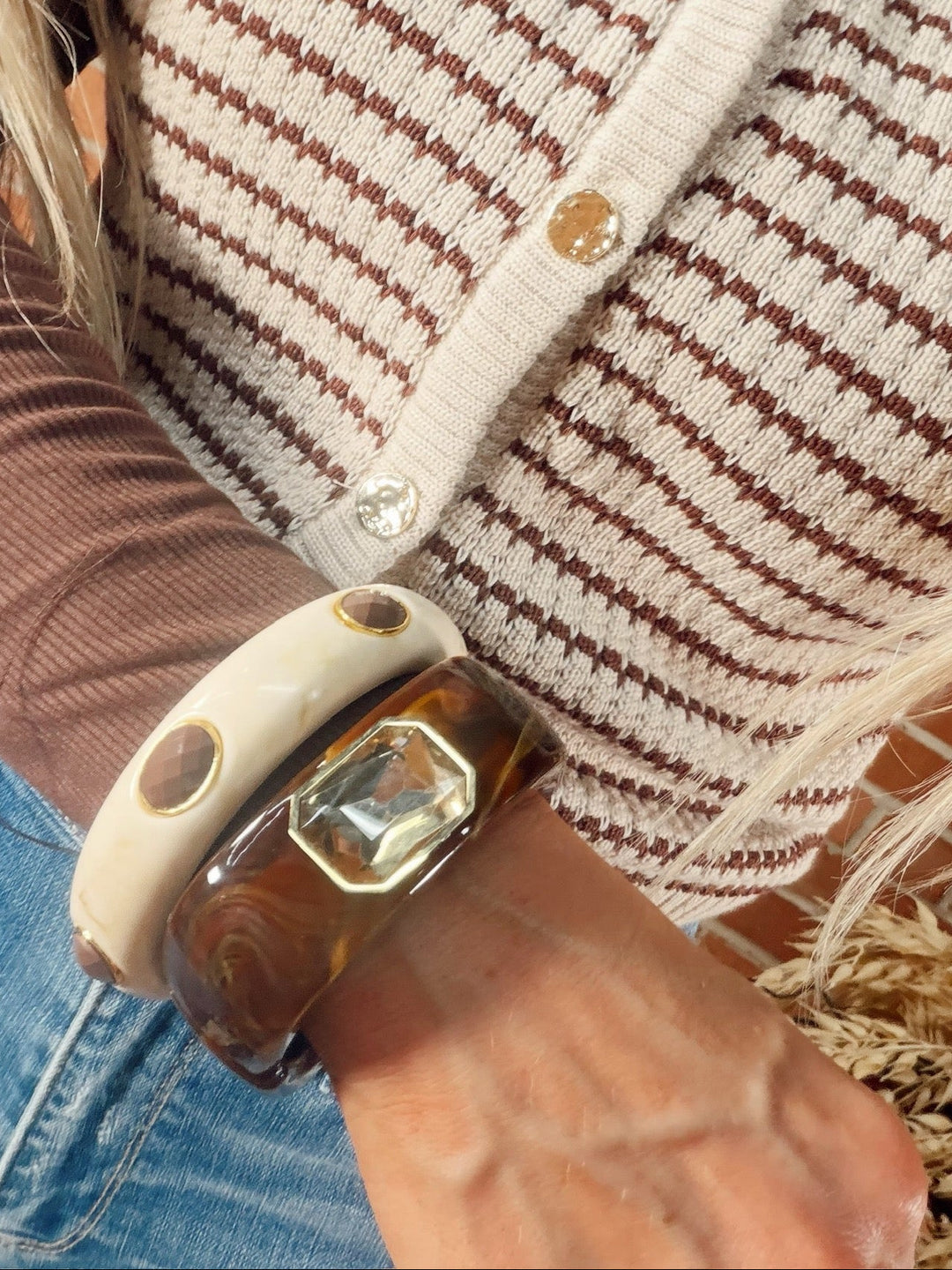 Gemma Cuff Bracelet - Dark Brown