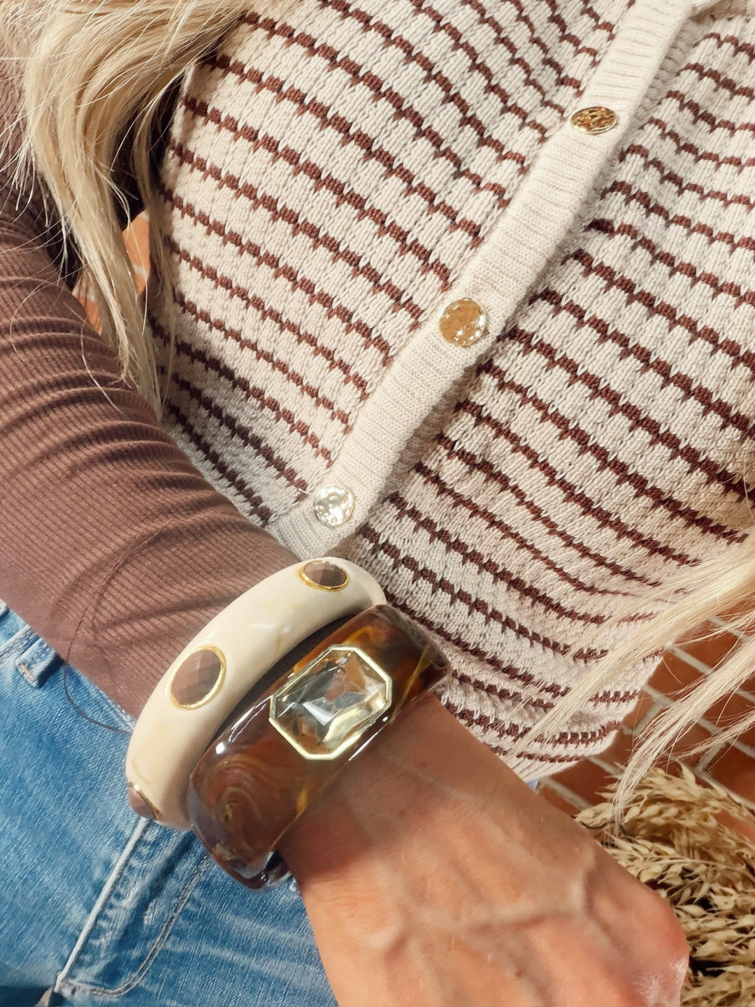 Sienna Stone Resin Bangle - Ivory