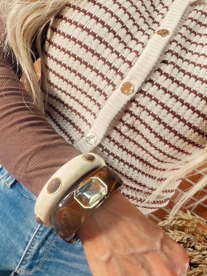 Sienna Stone Resin Bangle - Ivory