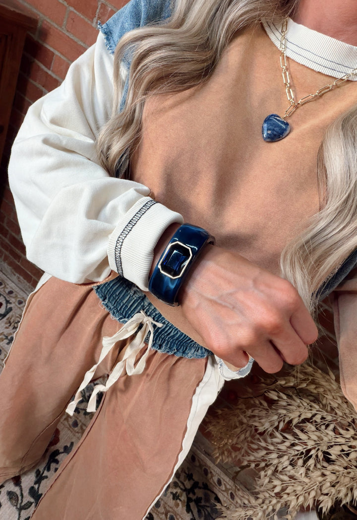Gemma Cuff Bracelet - Navy