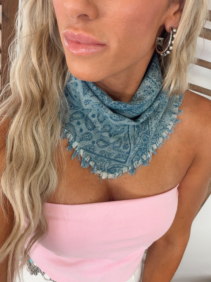 Vintage Frayed Triangle Scarf