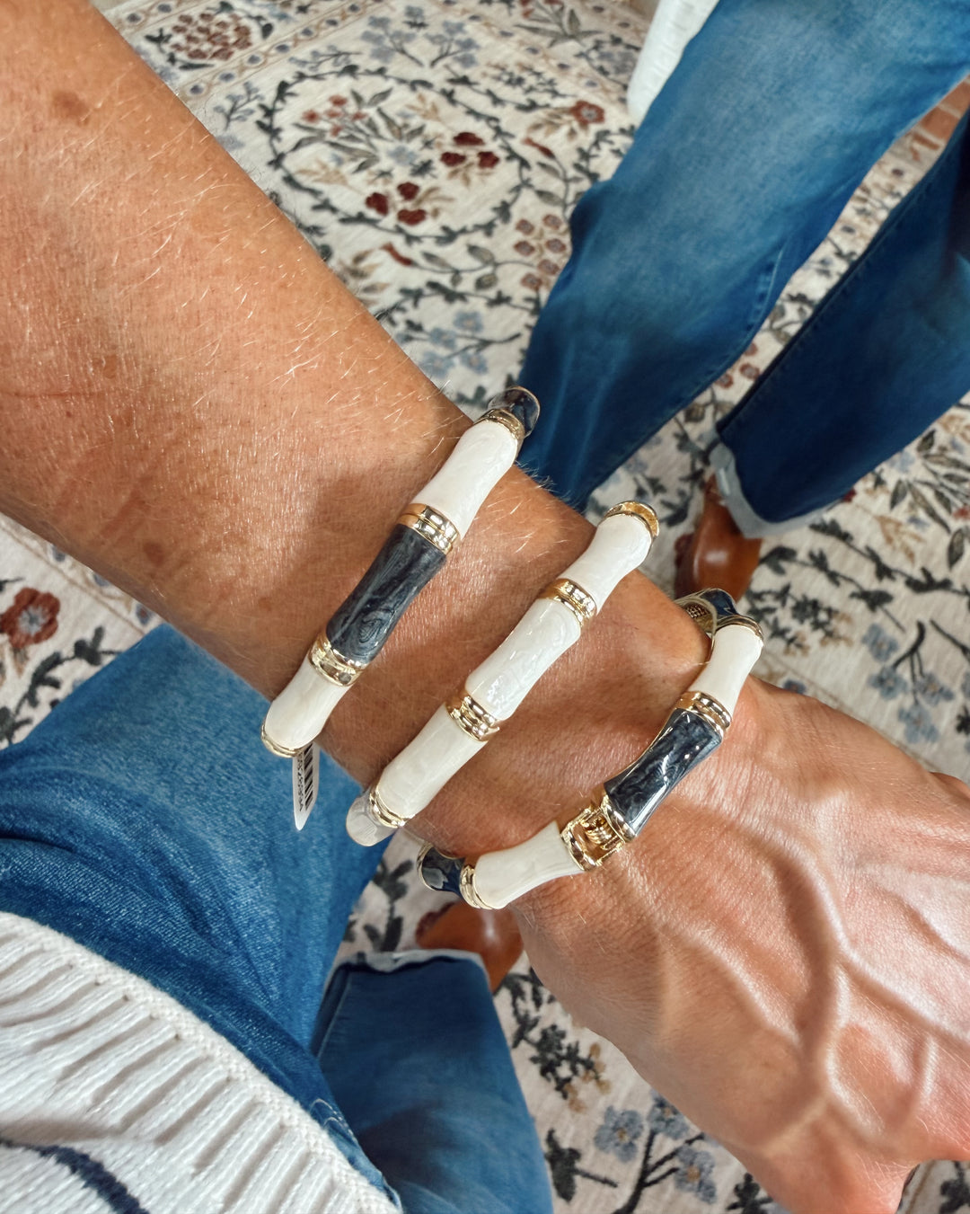 Bamboo Luxe Bangle - Midnight Ivory
