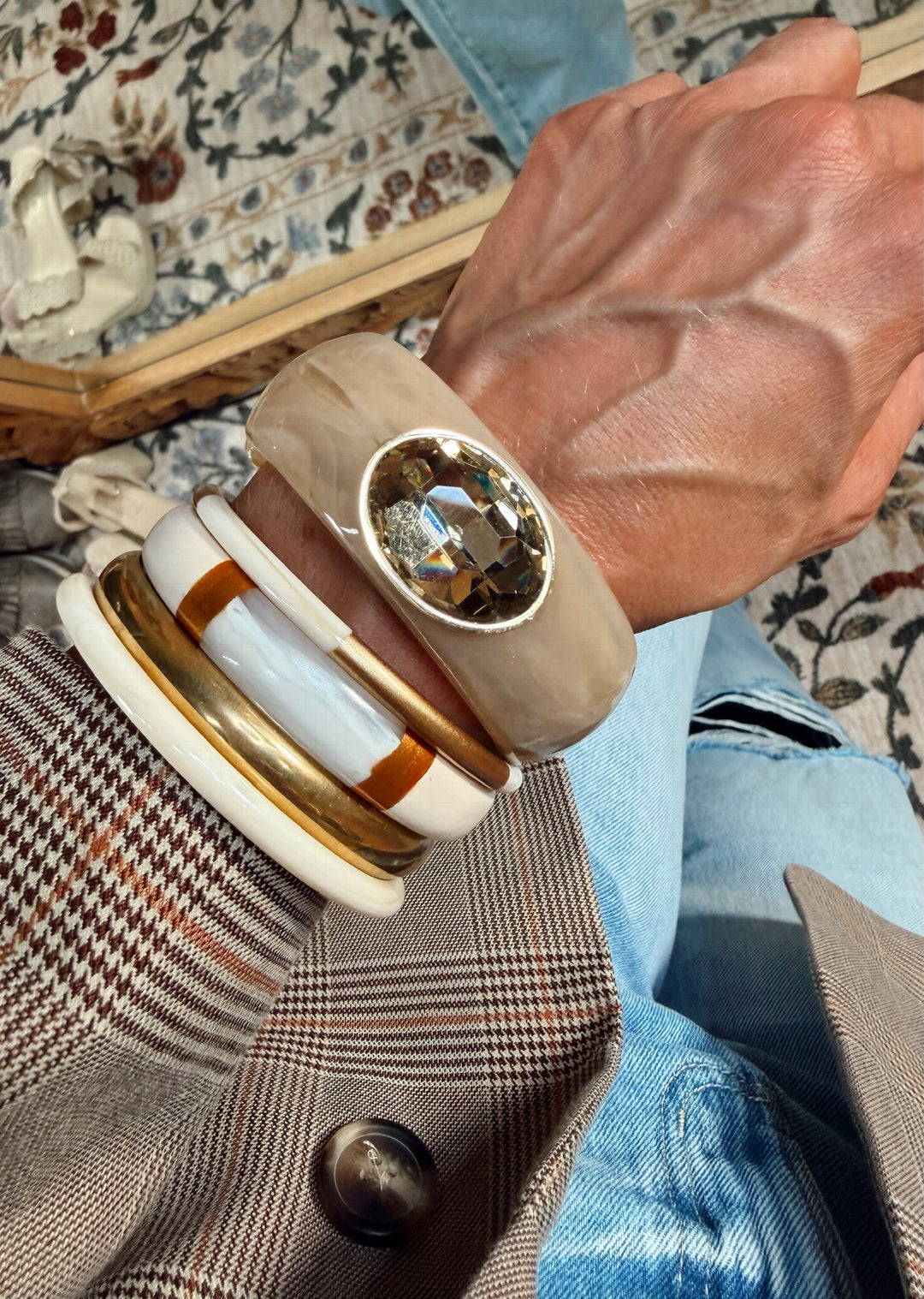 Waterproof Socialite Bangel Set - Beige