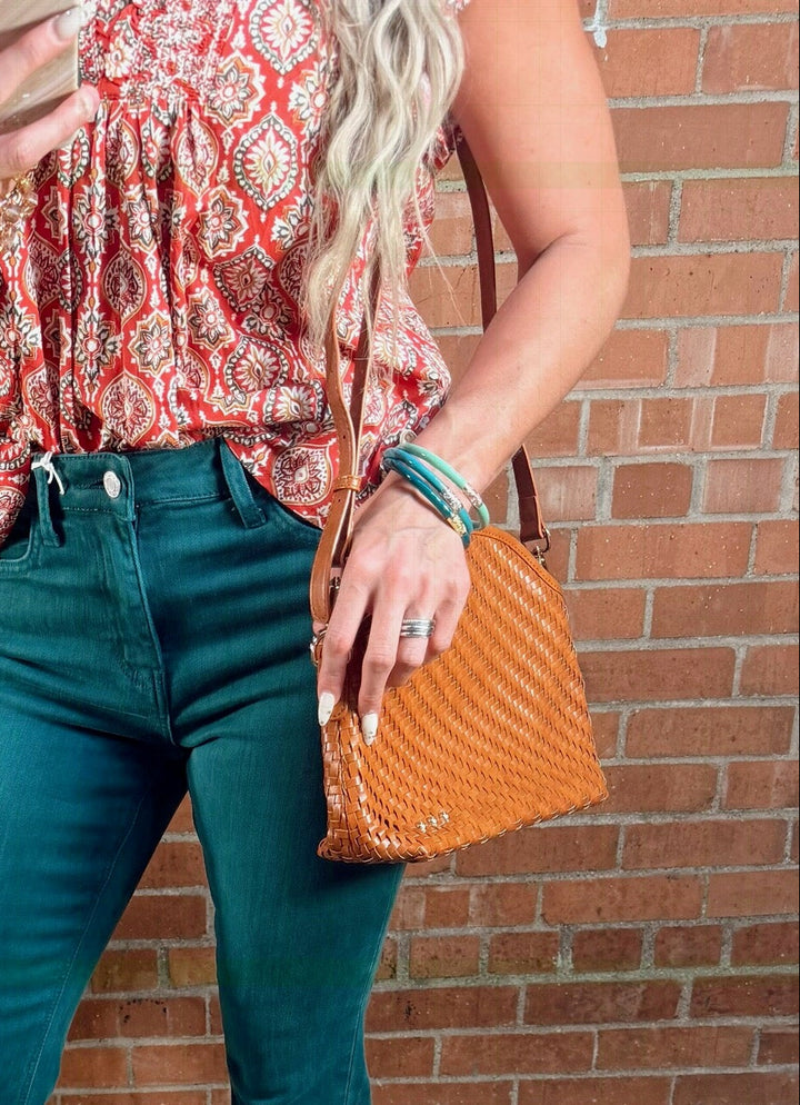Chic Woven Crossbody -Brown