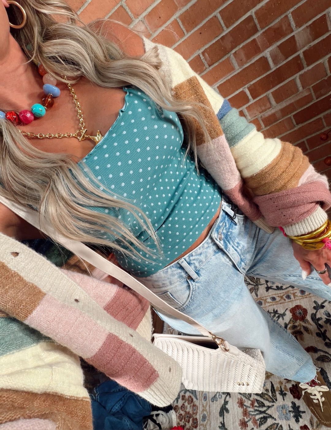 Sweet Spot Swiss Dot Tank - Dusty Teal