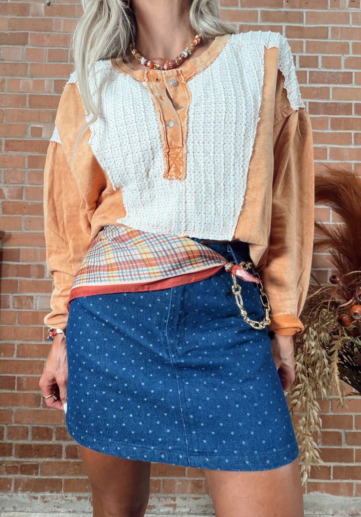 Butter Scotch Wave Knit Henley Top