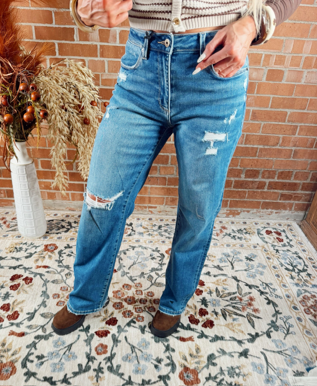 Tracie Distressed Straight Leg
