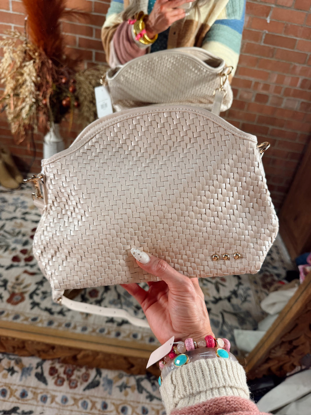 Chic Woven Crossbody -Cream