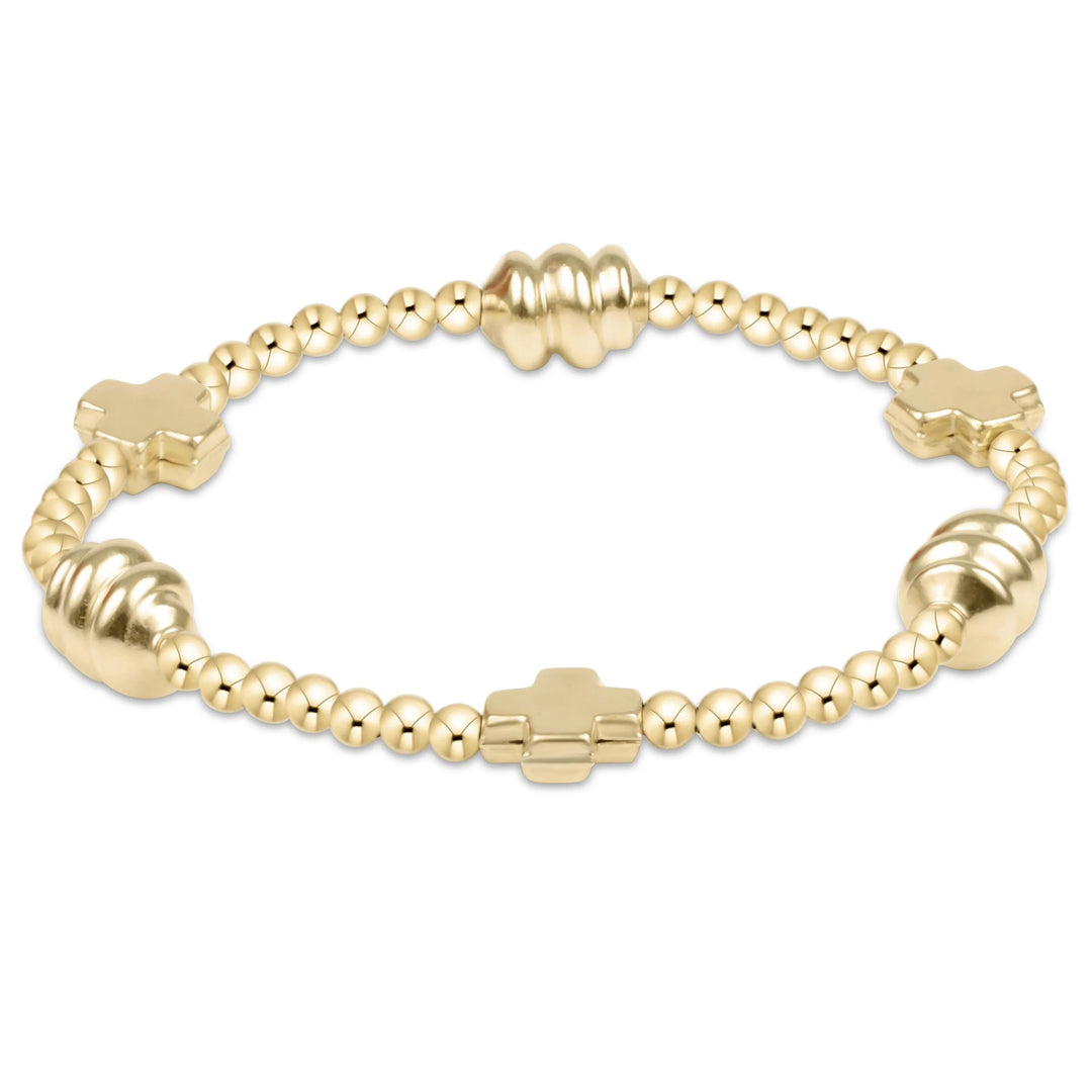 E Newton signature cross gold & admire gold 3mm gold bracelet