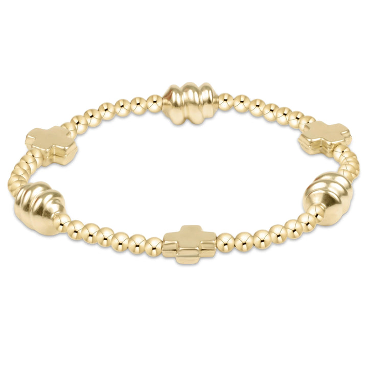 E Newton signature cross gold & admire gold 3mm gold bracelet