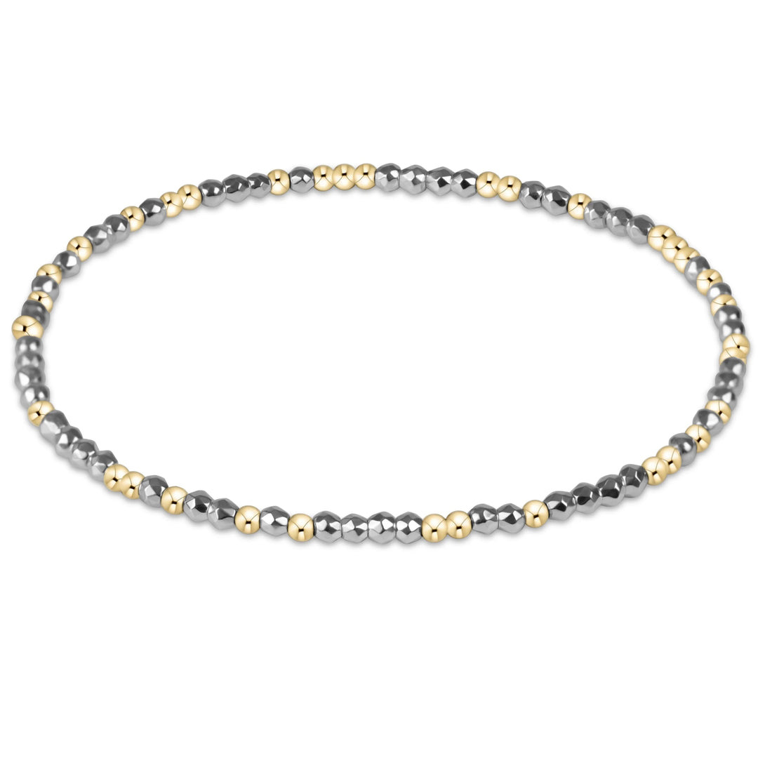 Hope Unwritten Bright Slver Faceted Hematite 2mm Bead Bracelet