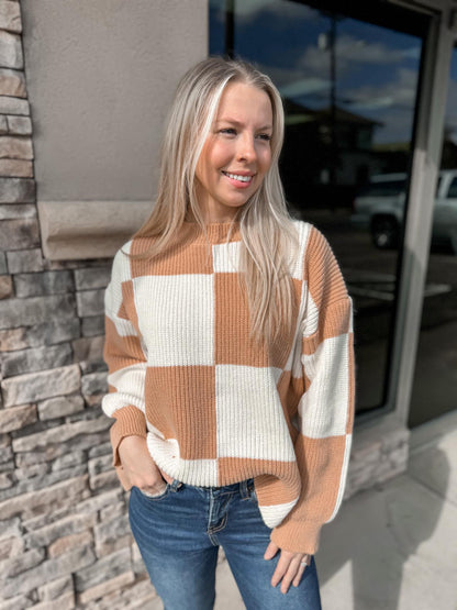 Veronica Checkered Sweater Top