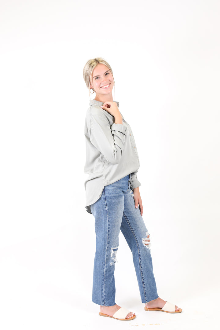 Higher Expectations Button Down Top