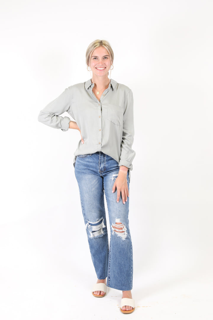 Higher Expectations Button Down Top