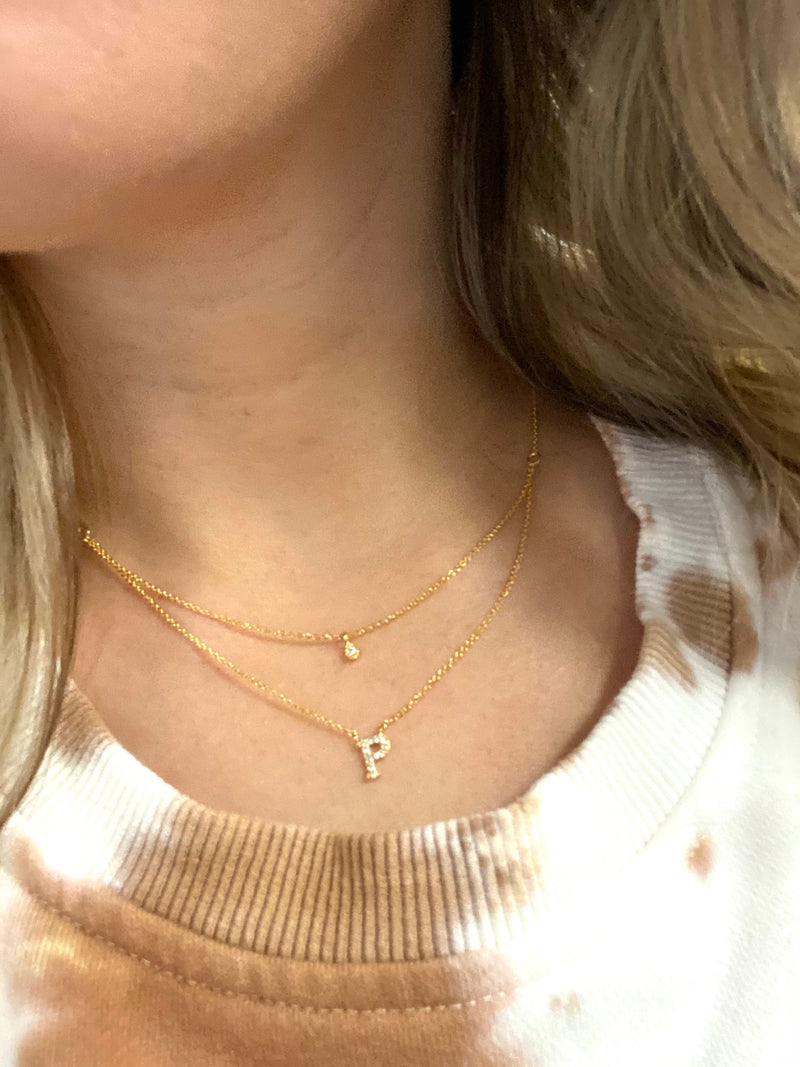 Sparkle Double Layered Initial Necklace