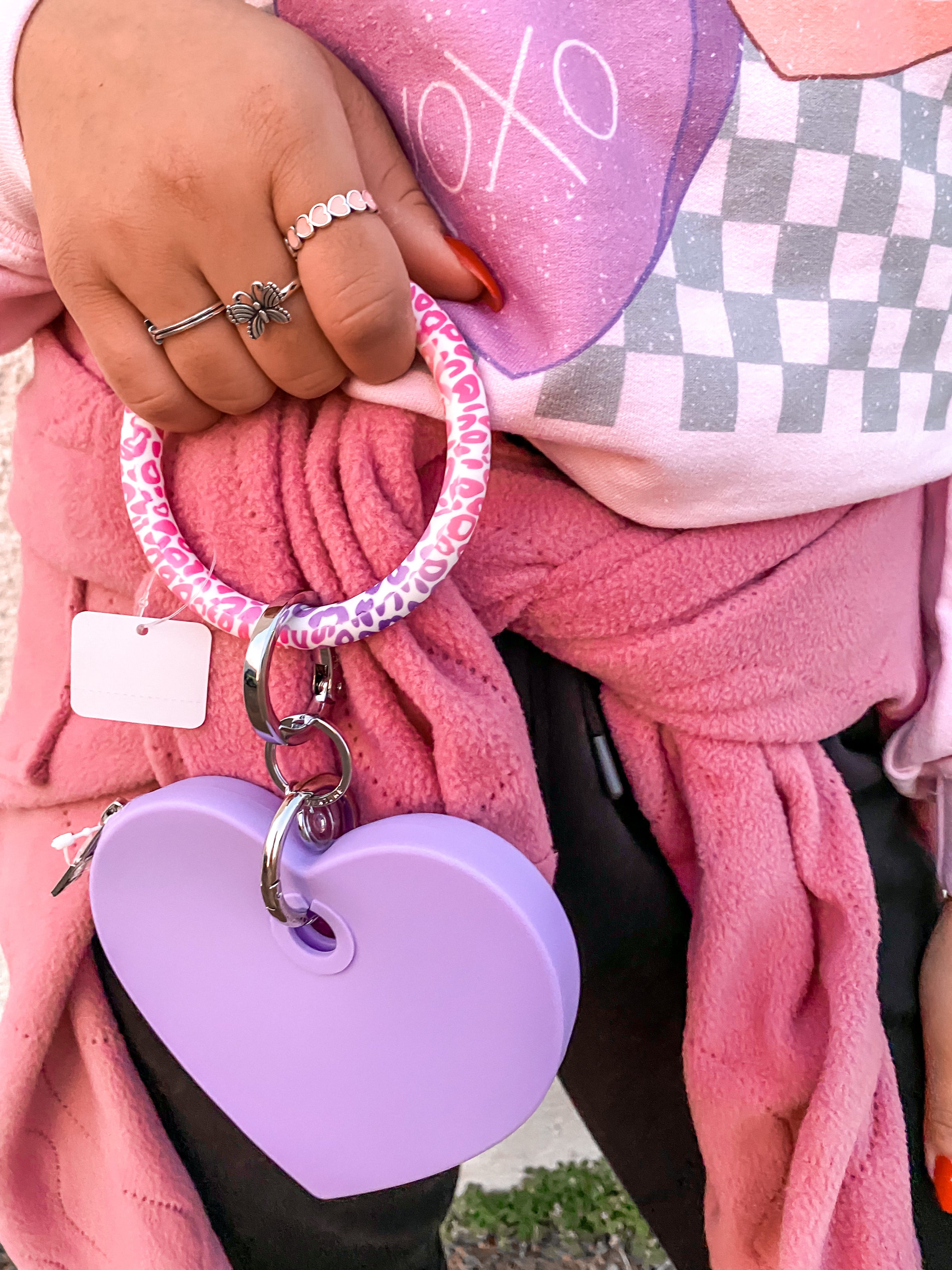 Silicone Big O Key Ring - Tickled Pink Confetti