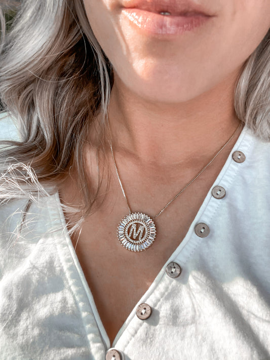 Glam Circle Initial Necklace