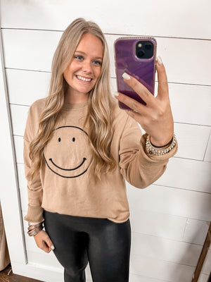 Embroidered Smiley Sweatshirt