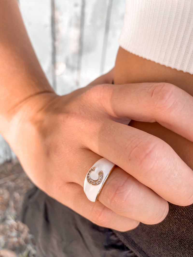 Enamel Initial Letter Ring