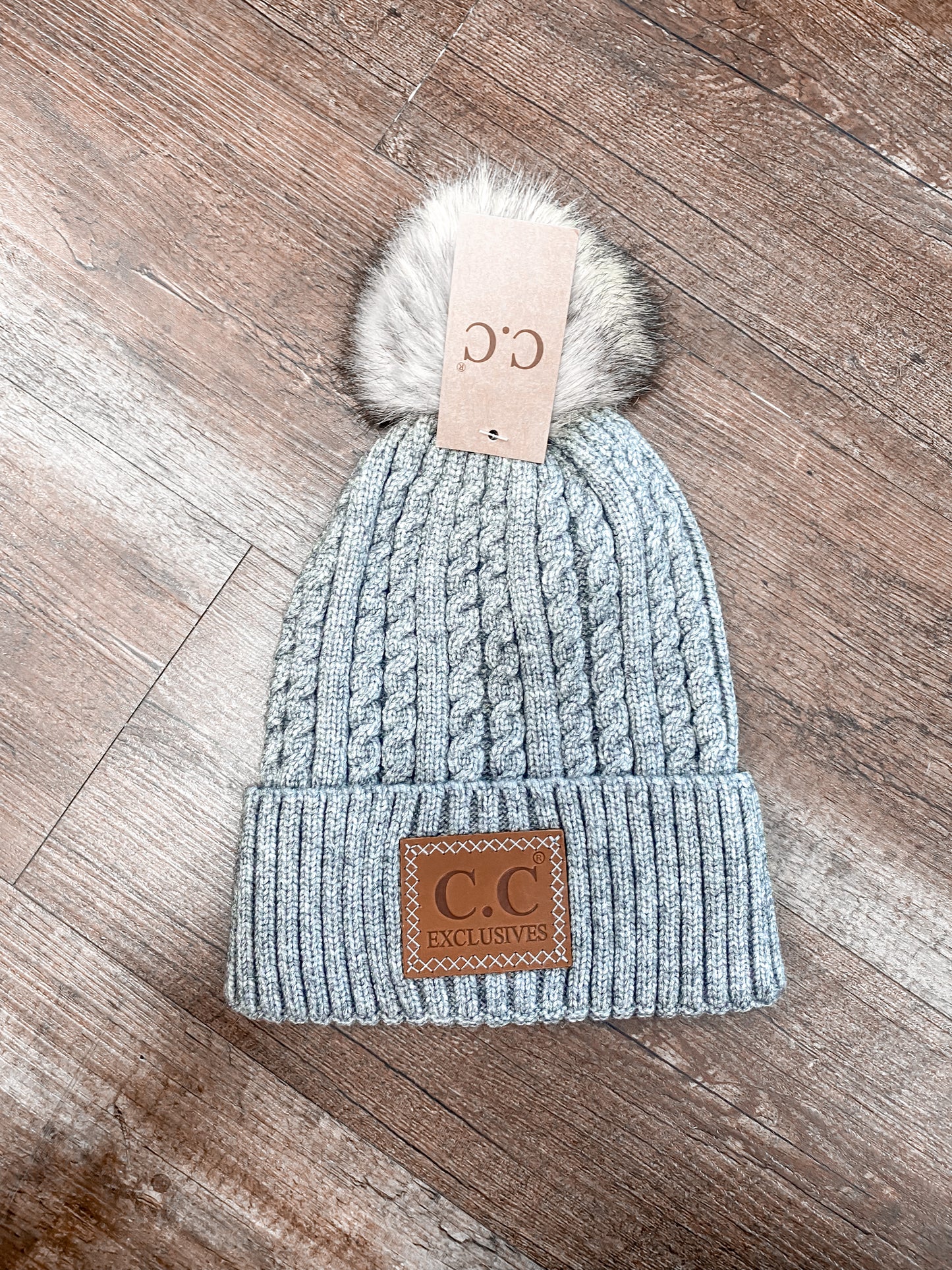 CC Cable Knit Pom Beanie