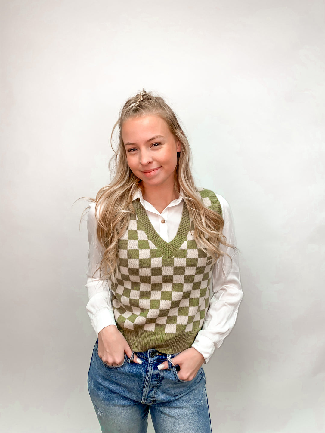 Higher Expectations Button Down Top